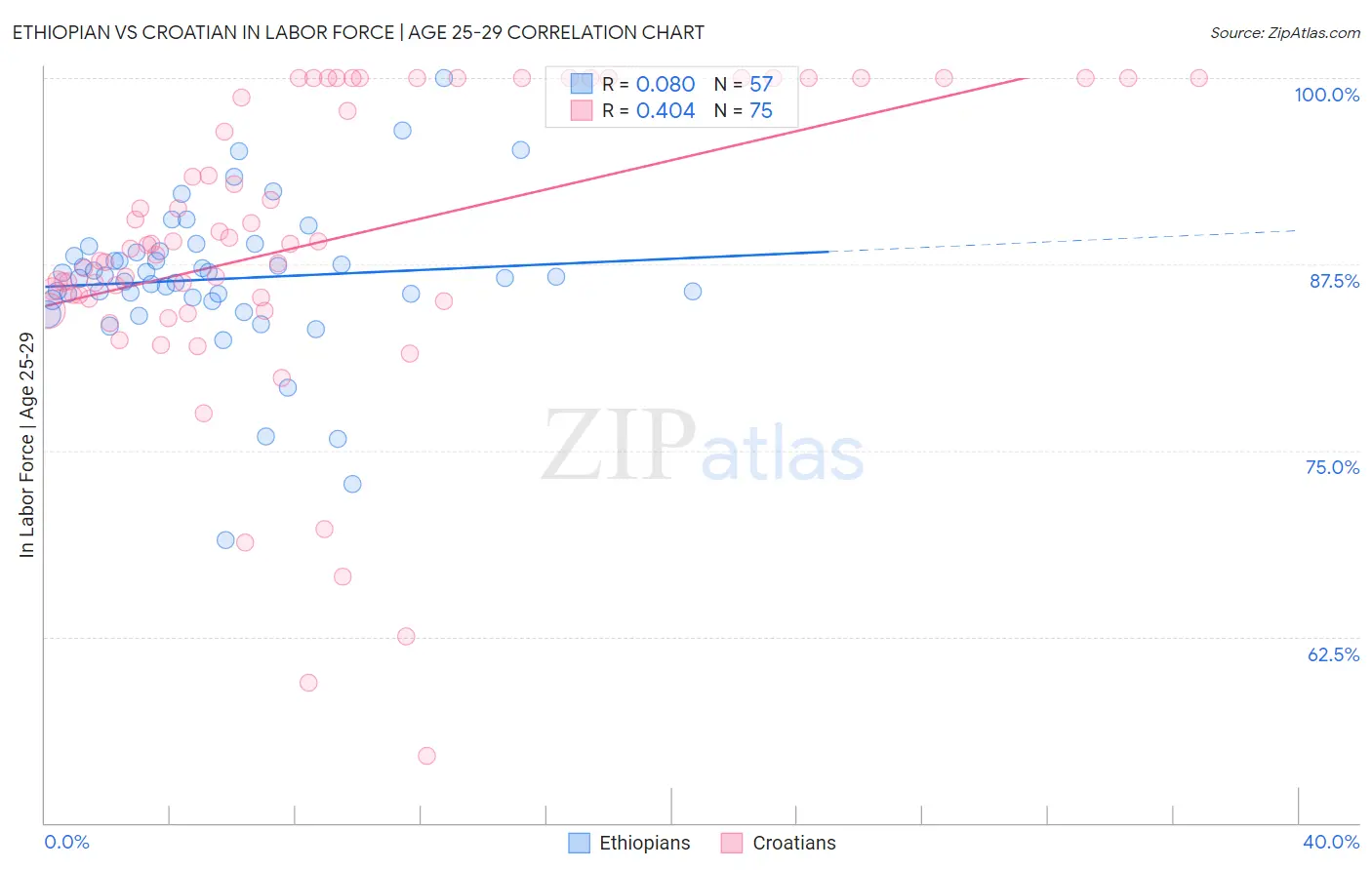 Ethiopian vs Croatian In Labor Force | Age 25-29