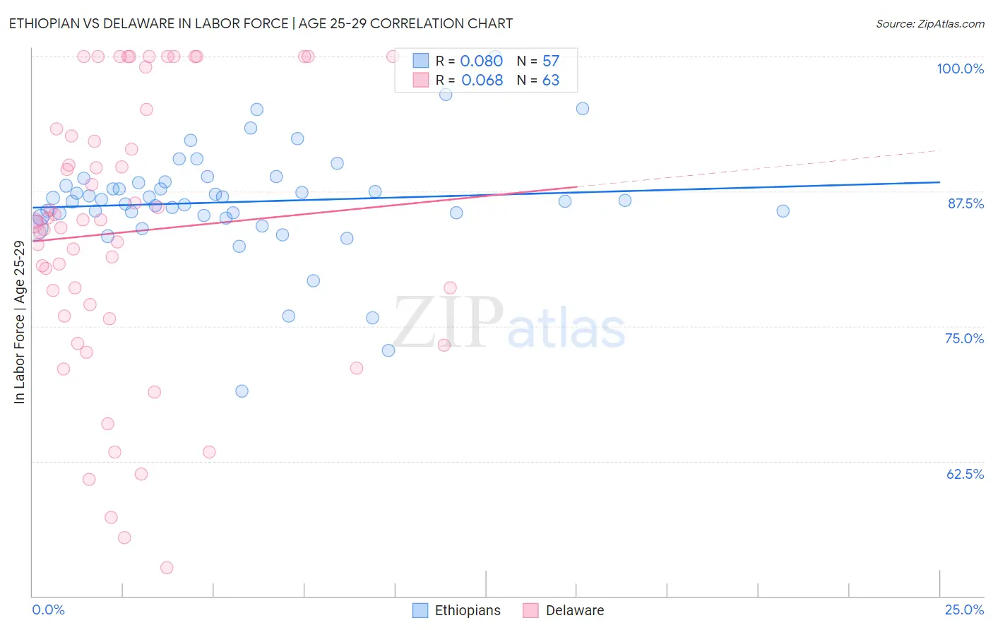 Ethiopian vs Delaware In Labor Force | Age 25-29