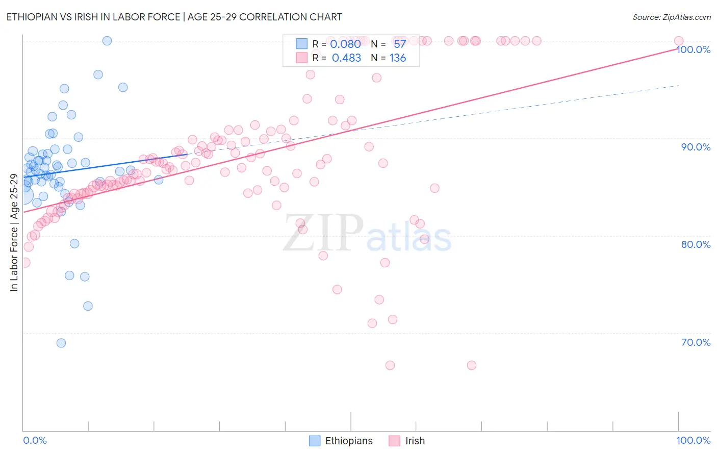 Ethiopian vs Irish In Labor Force | Age 25-29