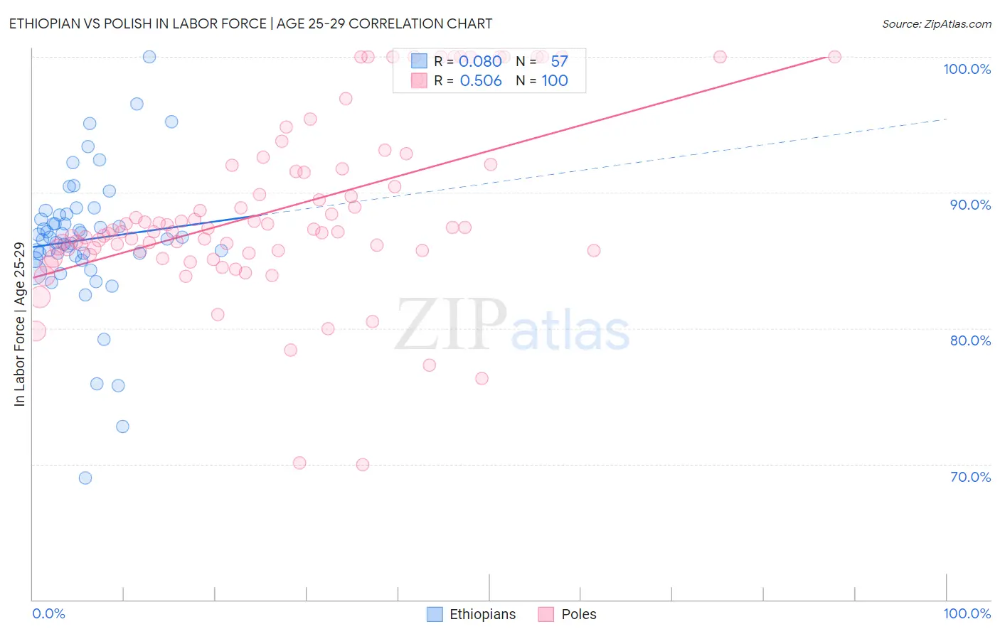 Ethiopian vs Polish In Labor Force | Age 25-29