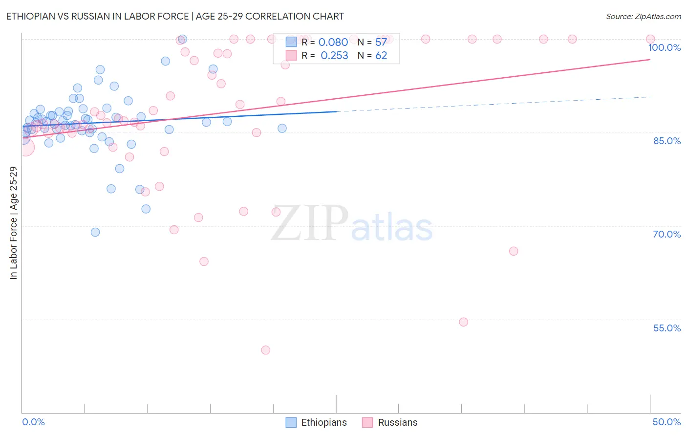 Ethiopian vs Russian In Labor Force | Age 25-29