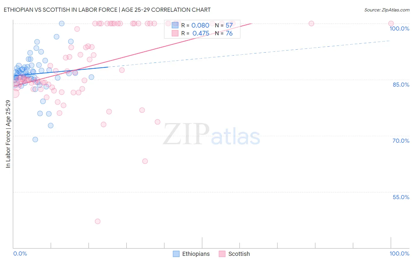 Ethiopian vs Scottish In Labor Force | Age 25-29