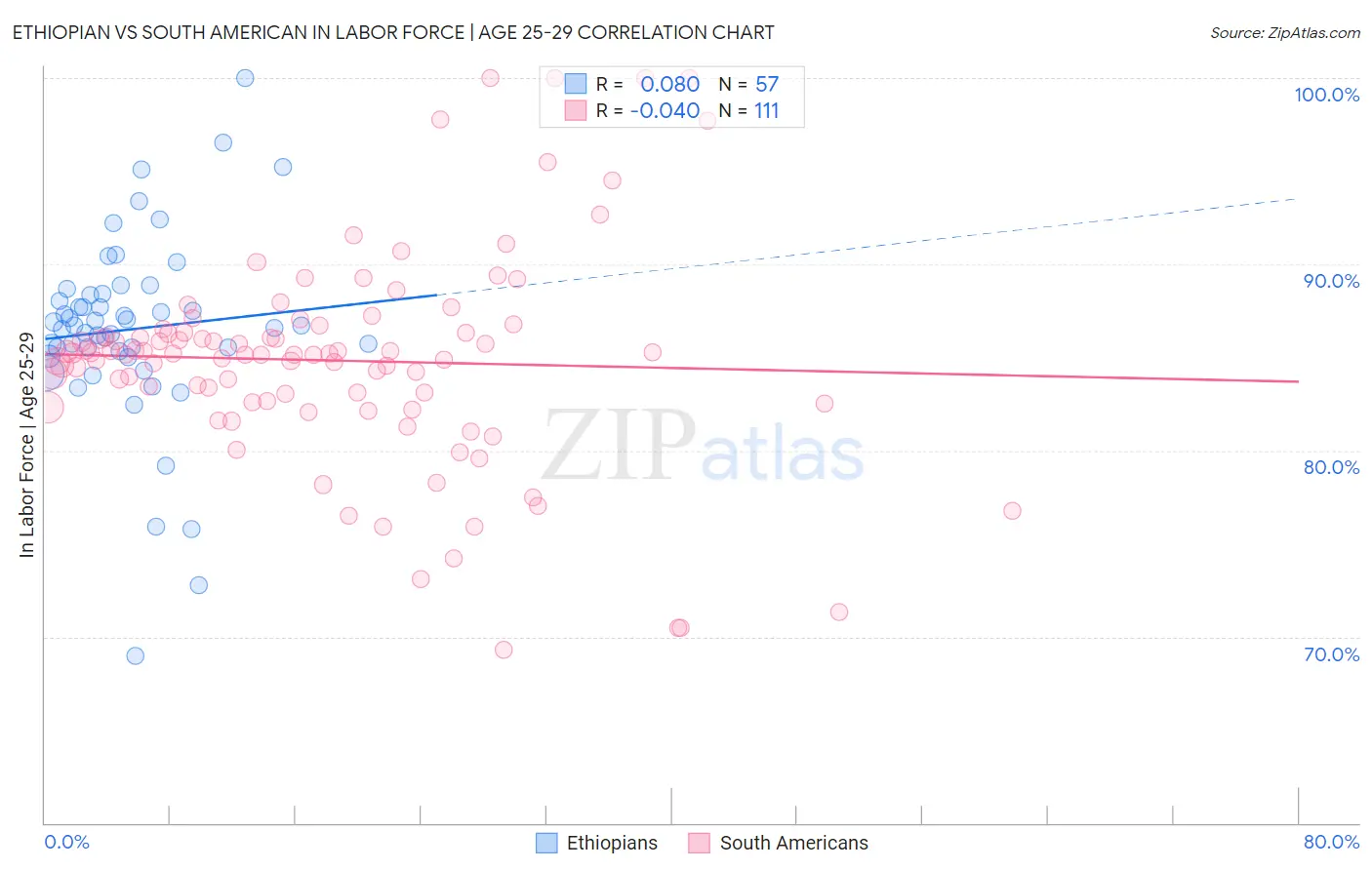 Ethiopian vs South American In Labor Force | Age 25-29