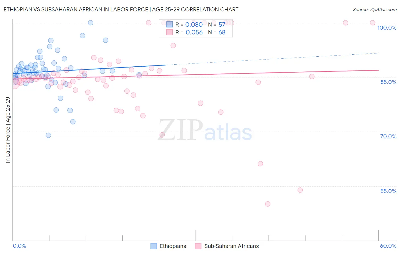 Ethiopian vs Subsaharan African In Labor Force | Age 25-29