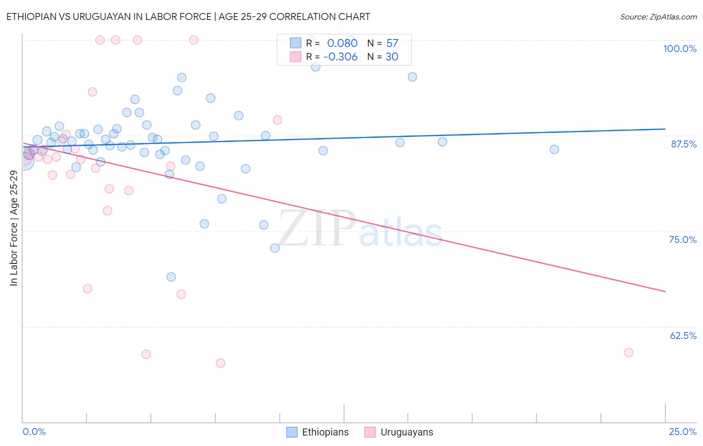 Ethiopian vs Uruguayan In Labor Force | Age 25-29