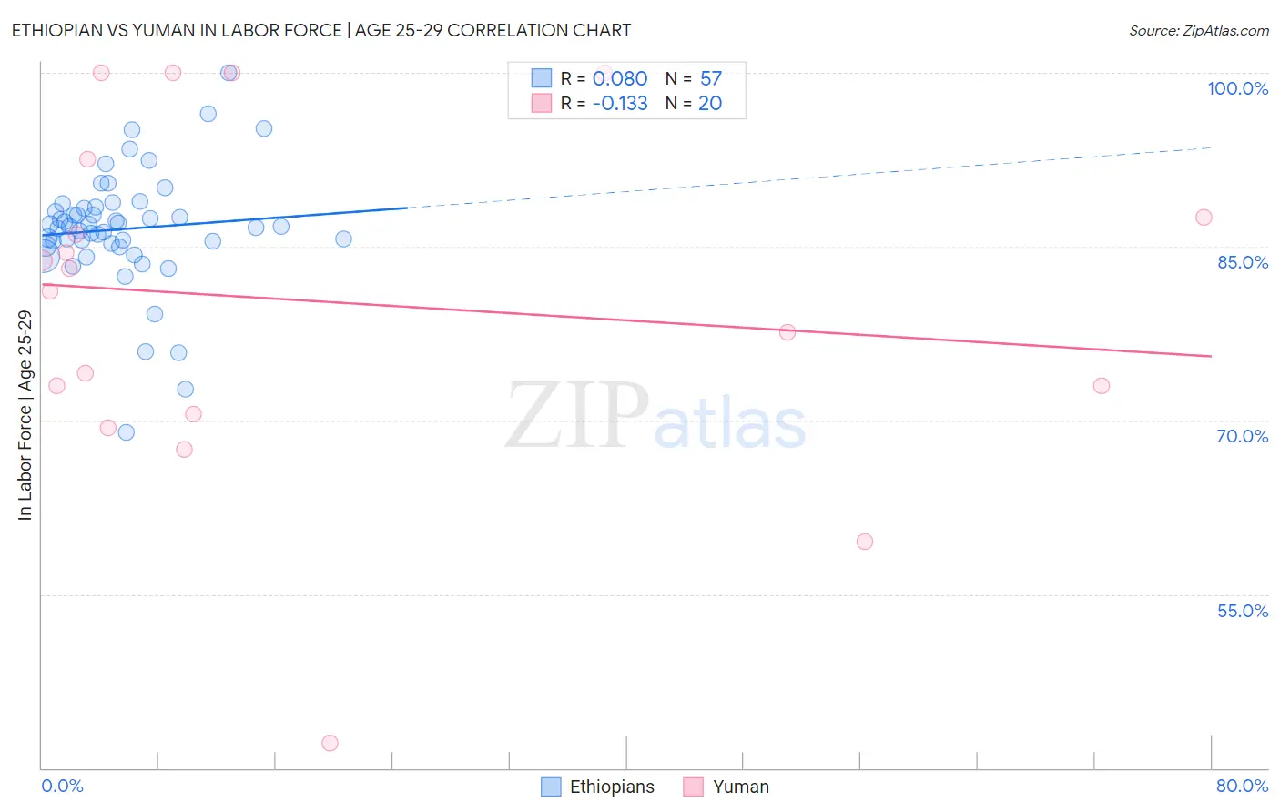 Ethiopian vs Yuman In Labor Force | Age 25-29