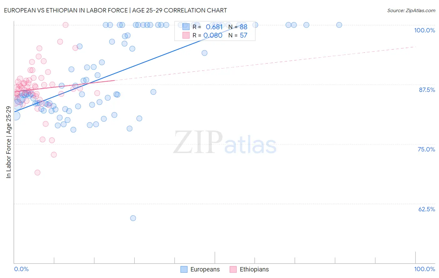 European vs Ethiopian In Labor Force | Age 25-29