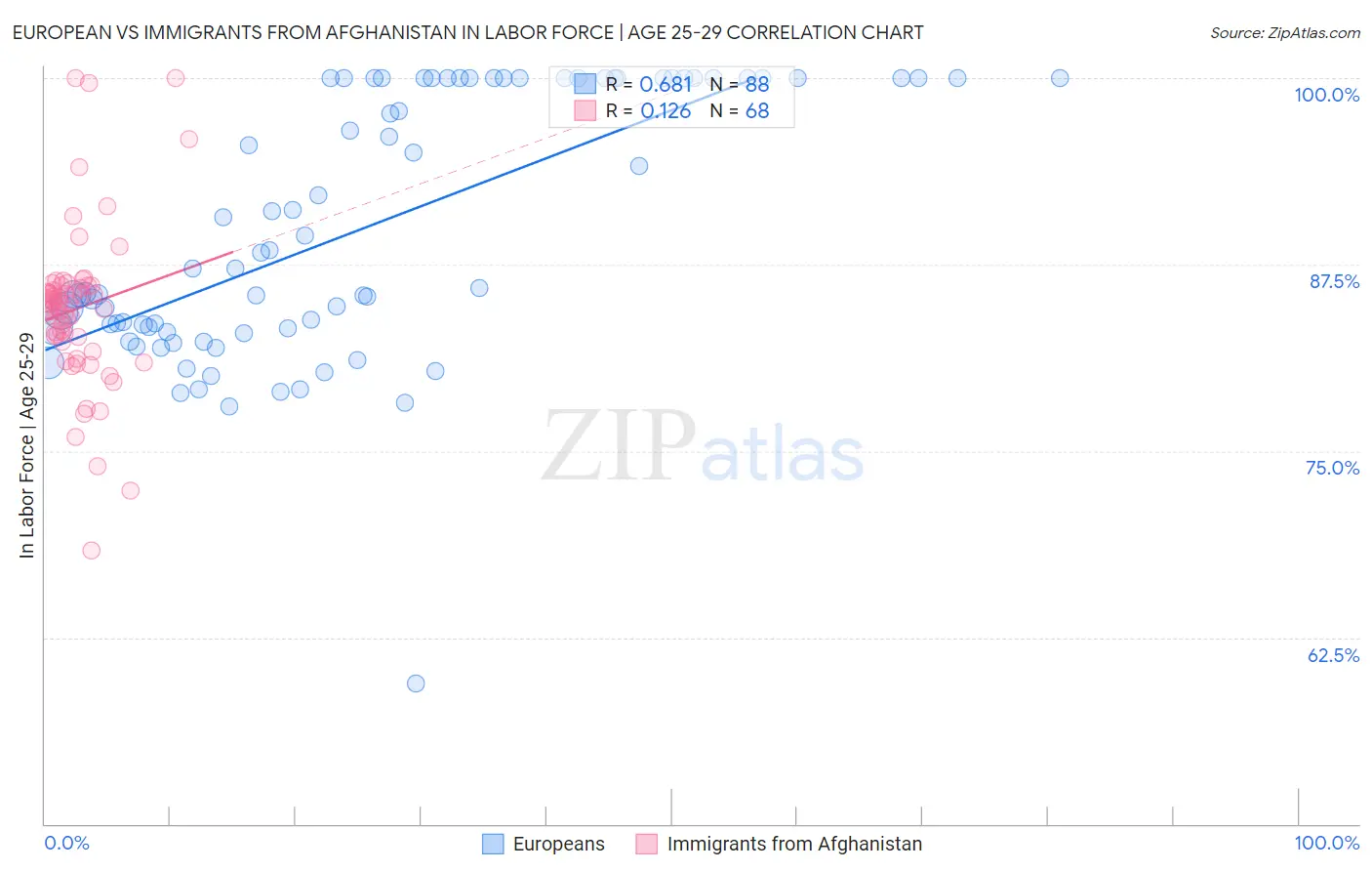 European vs Immigrants from Afghanistan In Labor Force | Age 25-29