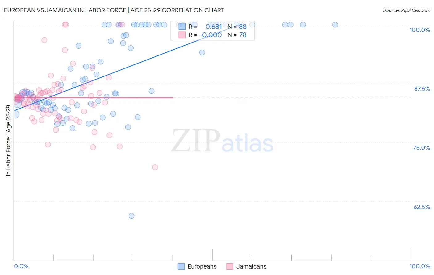 European vs Jamaican In Labor Force | Age 25-29