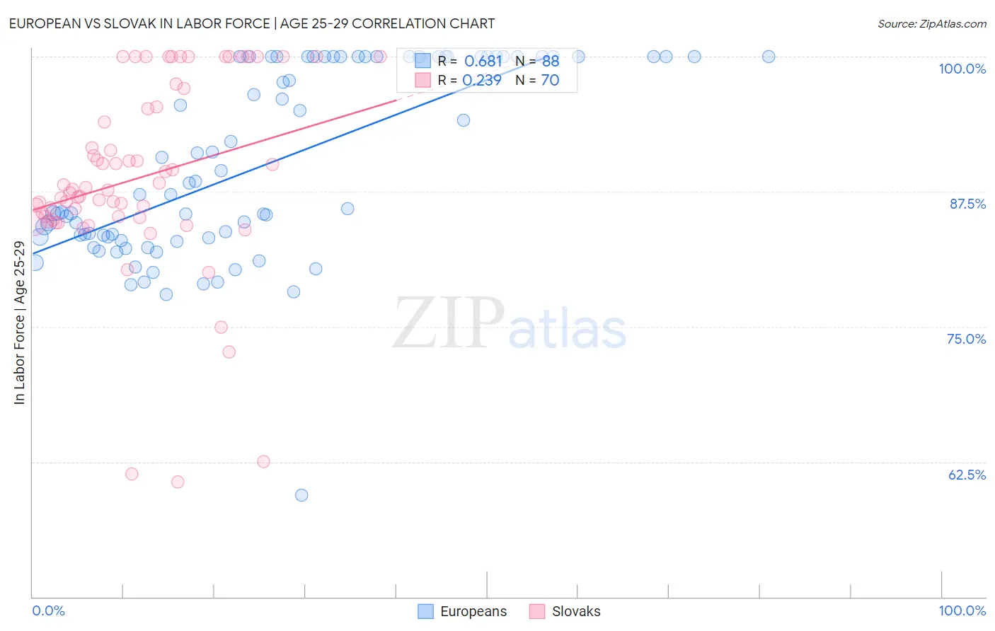 European vs Slovak In Labor Force | Age 25-29