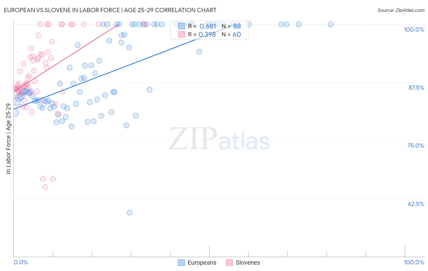 European vs Slovene In Labor Force | Age 25-29