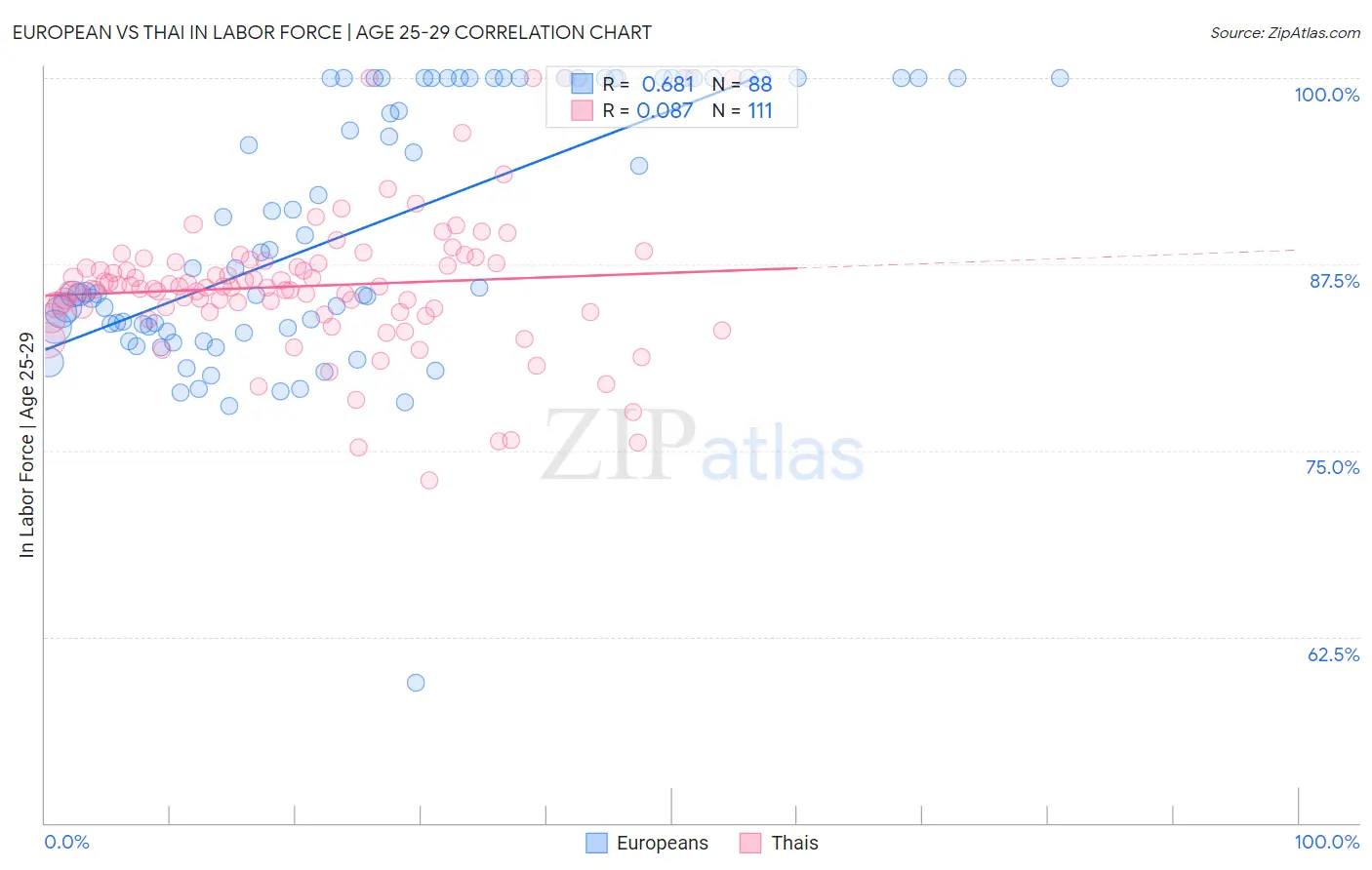 European vs Thai In Labor Force | Age 25-29