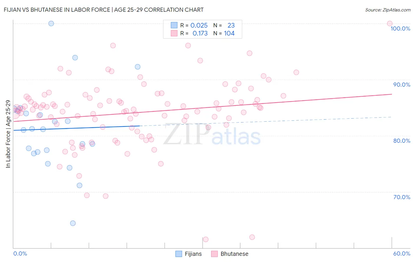 Fijian vs Bhutanese In Labor Force | Age 25-29