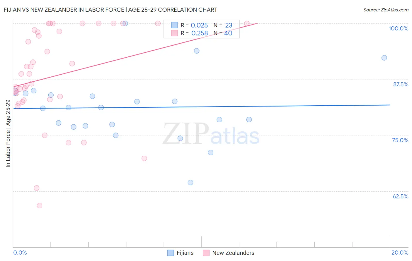 Fijian vs New Zealander In Labor Force | Age 25-29