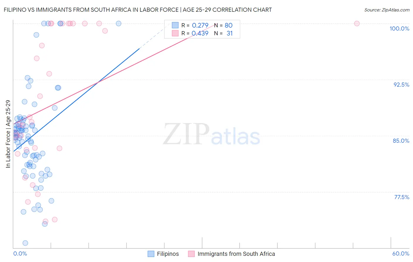Filipino vs Immigrants from South Africa In Labor Force | Age 25-29