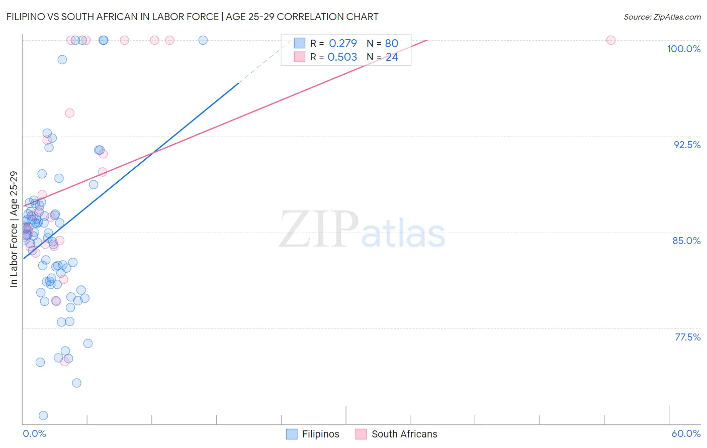 Filipino vs South African In Labor Force | Age 25-29