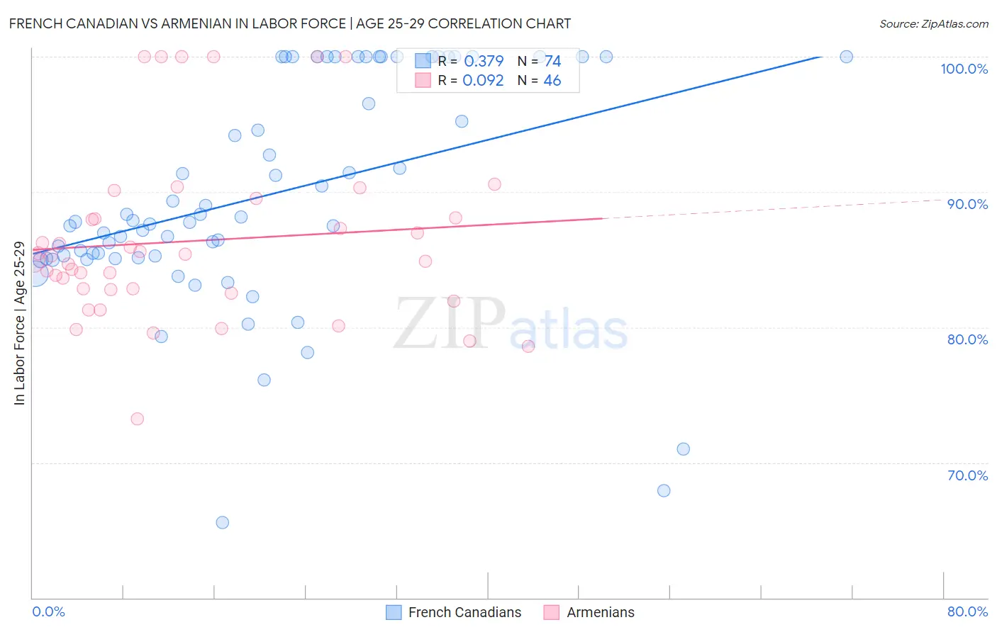 French Canadian vs Armenian In Labor Force | Age 25-29
