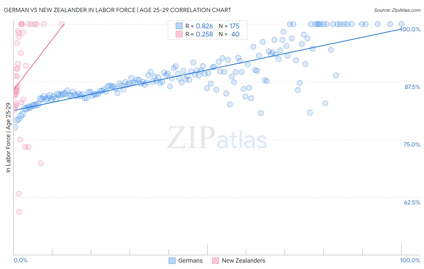 German vs New Zealander In Labor Force | Age 25-29