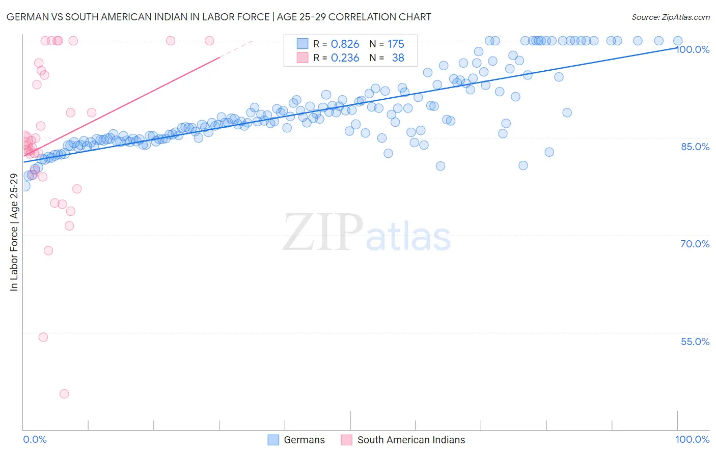 German vs South American Indian In Labor Force | Age 25-29