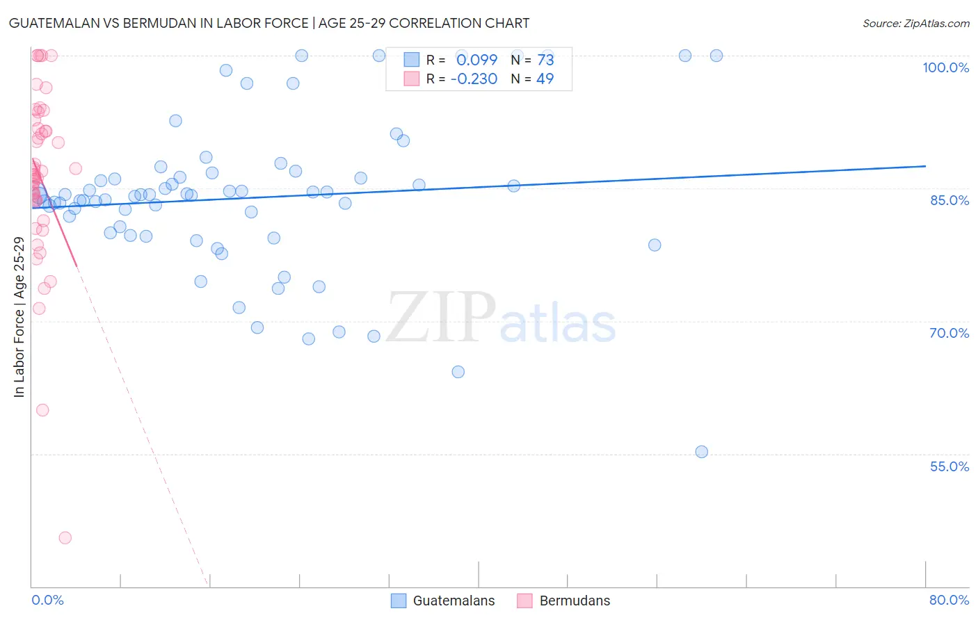 Guatemalan vs Bermudan In Labor Force | Age 25-29