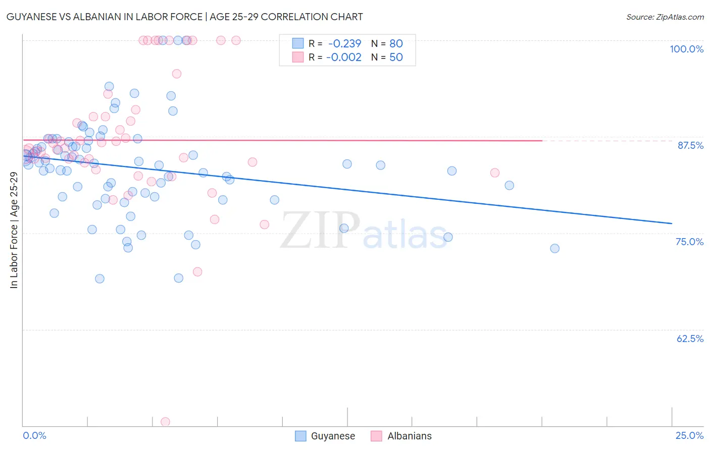 Guyanese vs Albanian In Labor Force | Age 25-29