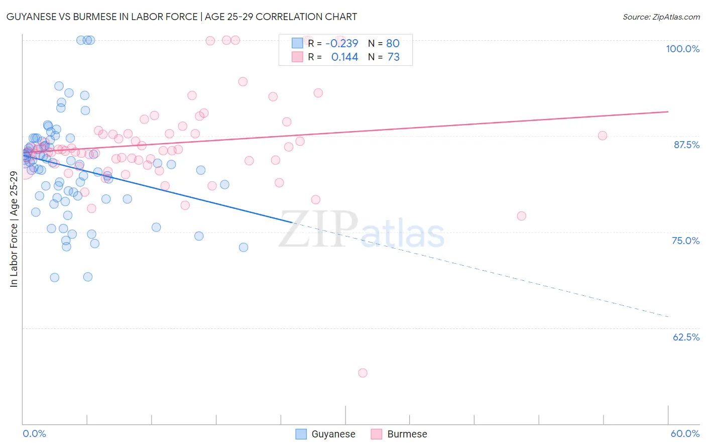 Guyanese vs Burmese In Labor Force | Age 25-29