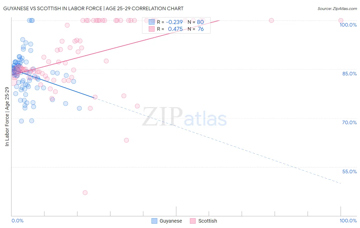 Guyanese vs Scottish In Labor Force | Age 25-29