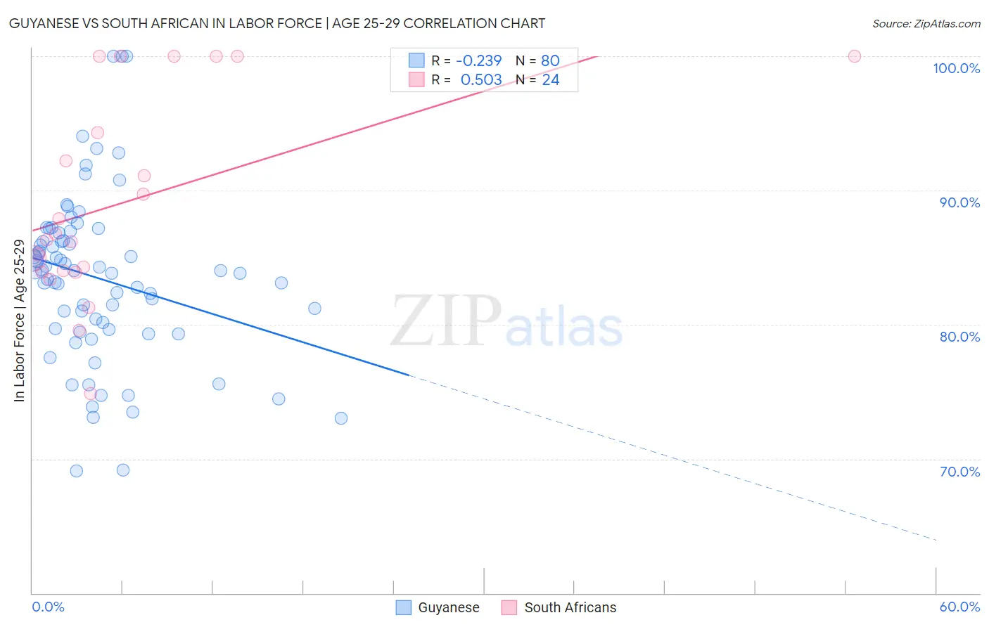 Guyanese vs South African In Labor Force | Age 25-29