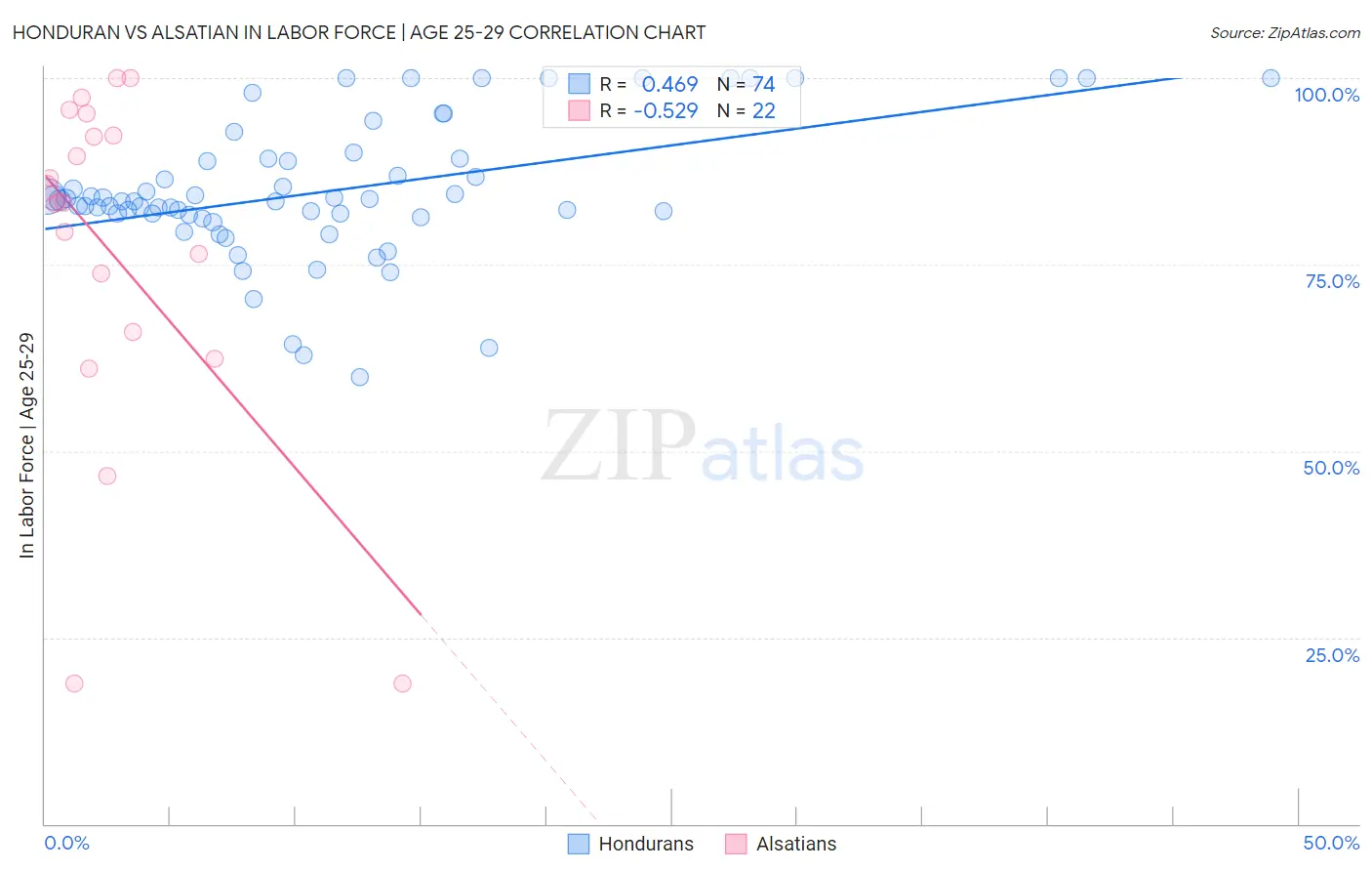 Honduran vs Alsatian In Labor Force | Age 25-29