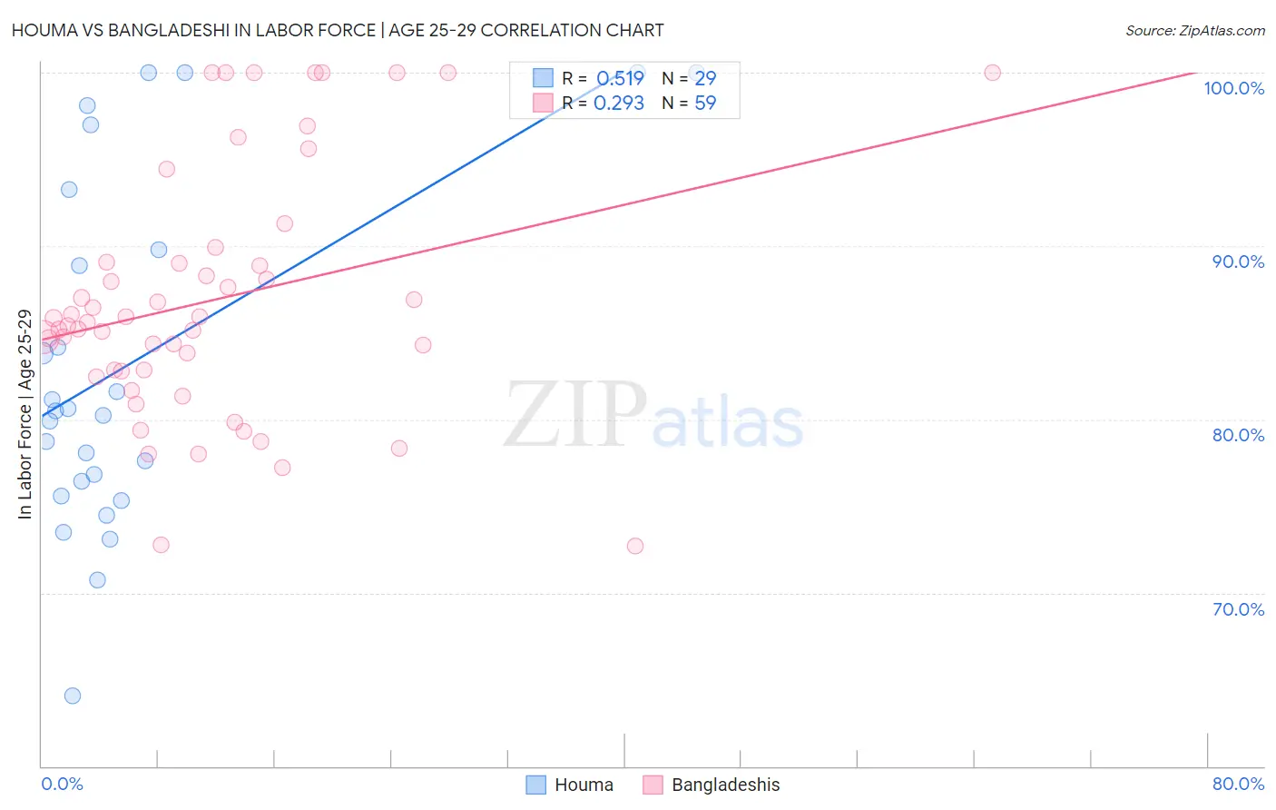 Houma vs Bangladeshi In Labor Force | Age 25-29