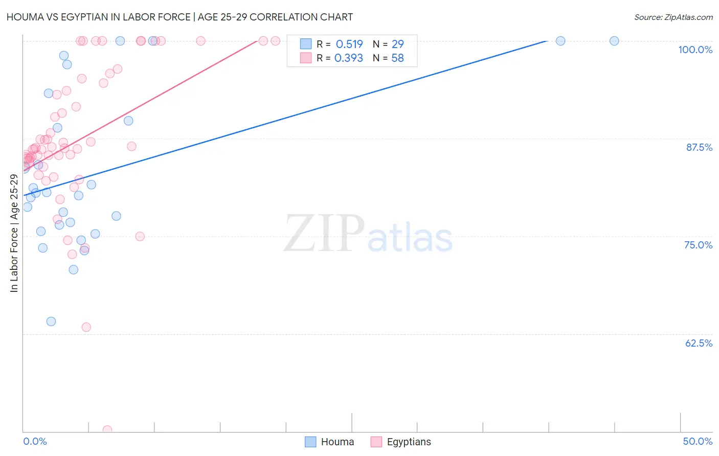 Houma vs Egyptian In Labor Force | Age 25-29