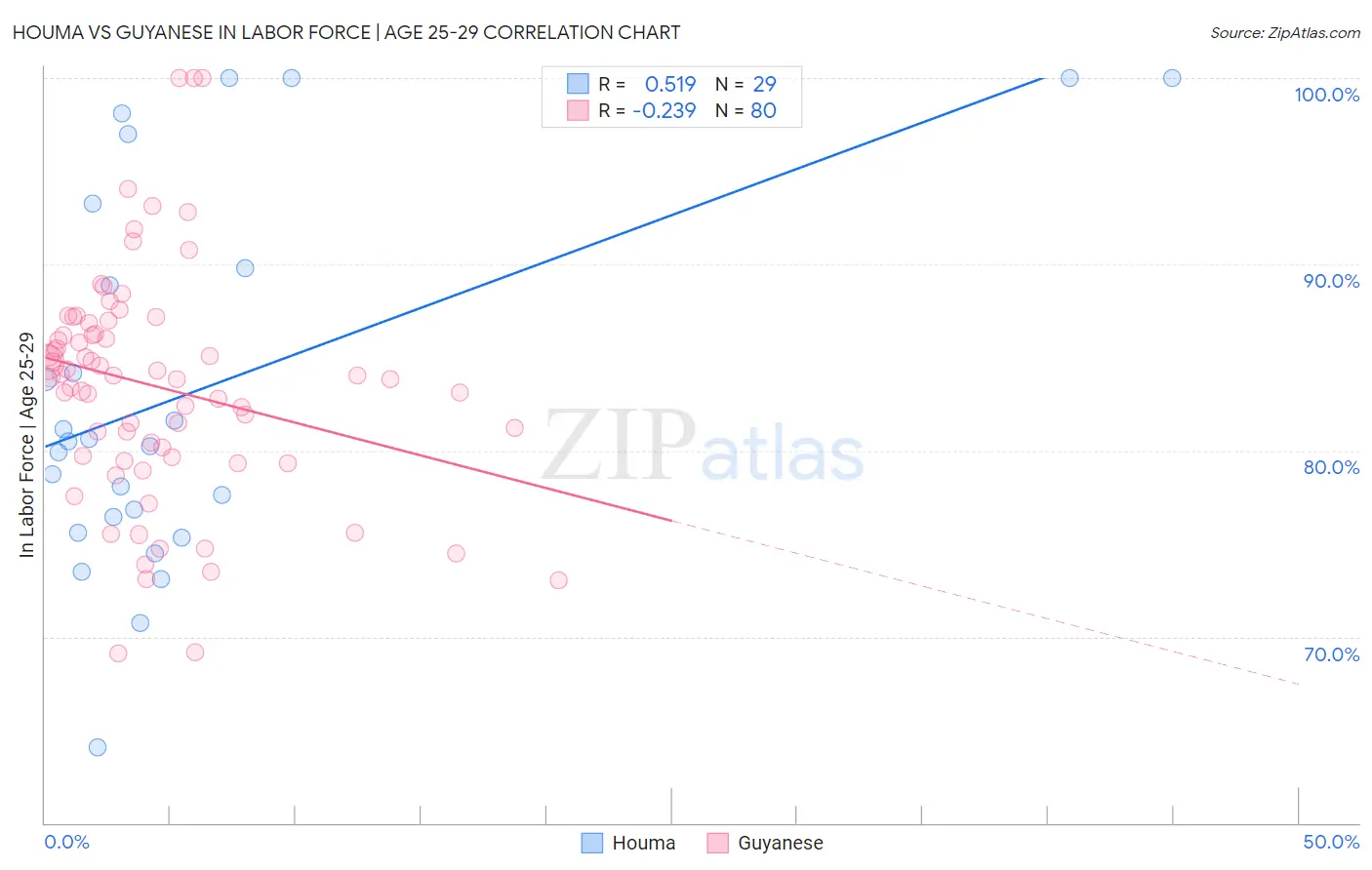 Houma vs Guyanese In Labor Force | Age 25-29