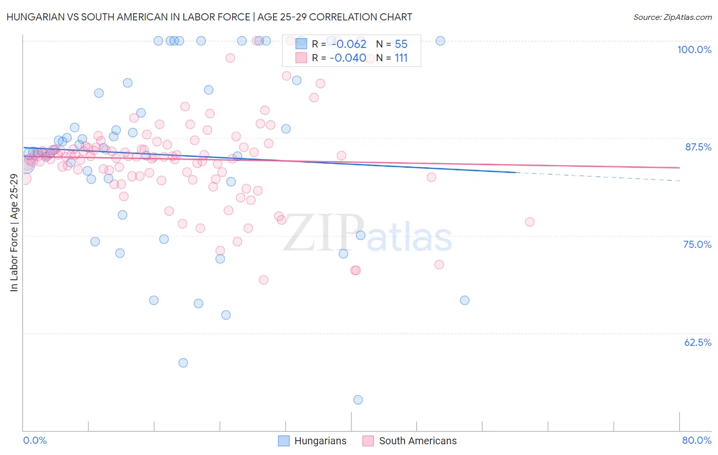 Hungarian vs South American In Labor Force | Age 25-29