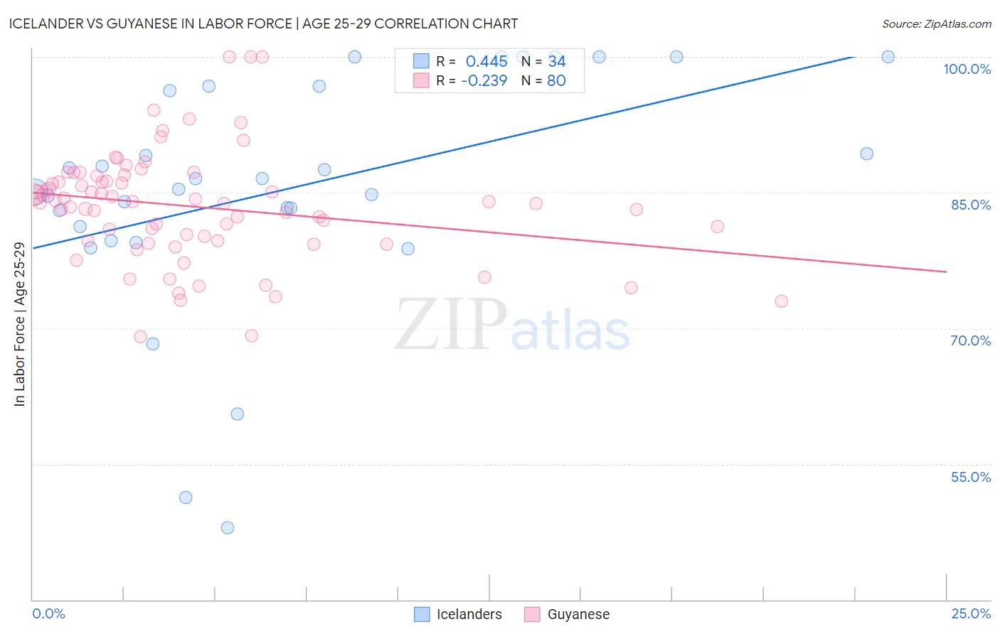 Icelander vs Guyanese In Labor Force | Age 25-29