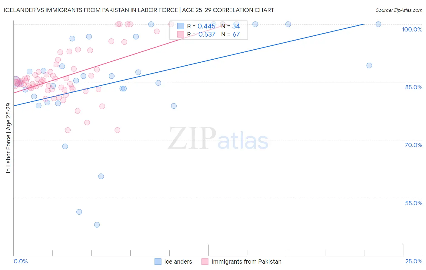 Icelander vs Immigrants from Pakistan In Labor Force | Age 25-29