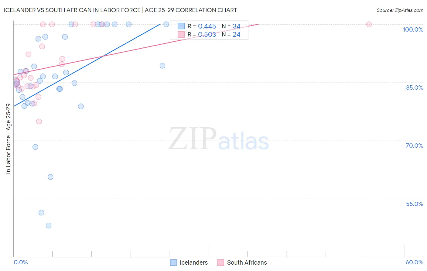 Icelander vs South African In Labor Force | Age 25-29