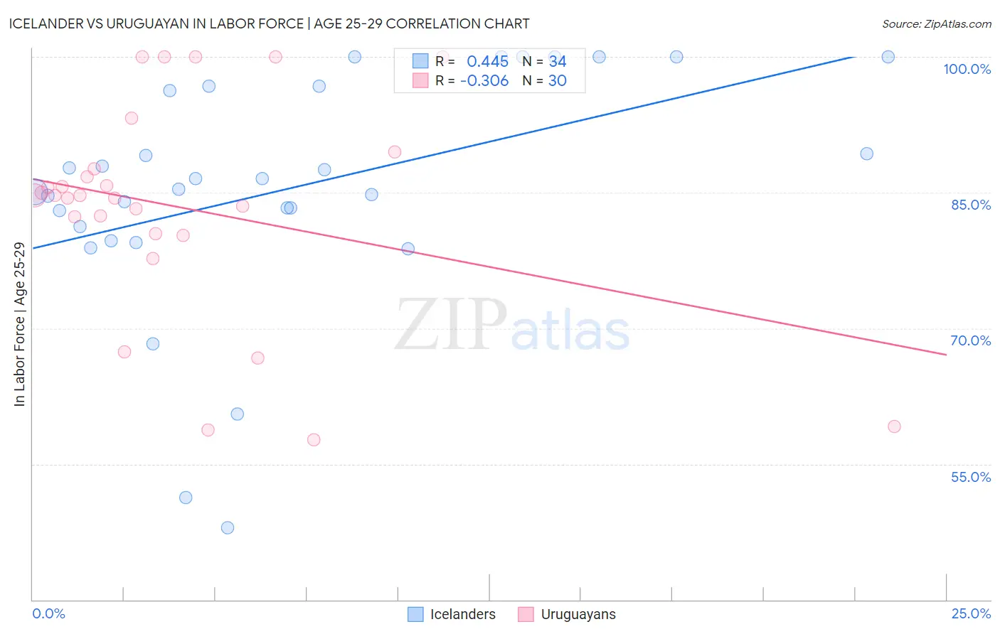 Icelander vs Uruguayan In Labor Force | Age 25-29