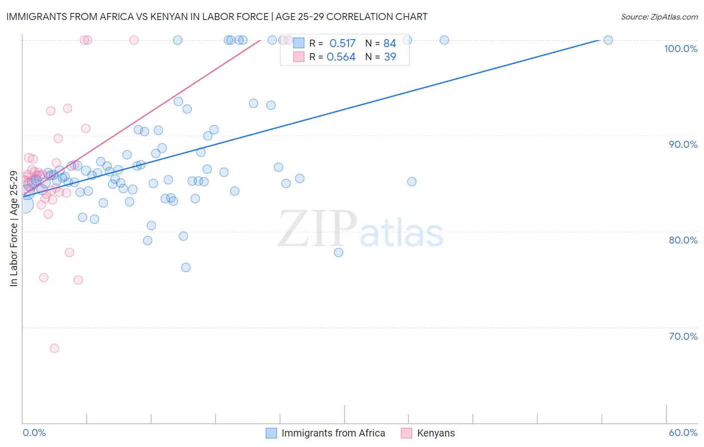 Immigrants from Africa vs Kenyan In Labor Force | Age 25-29