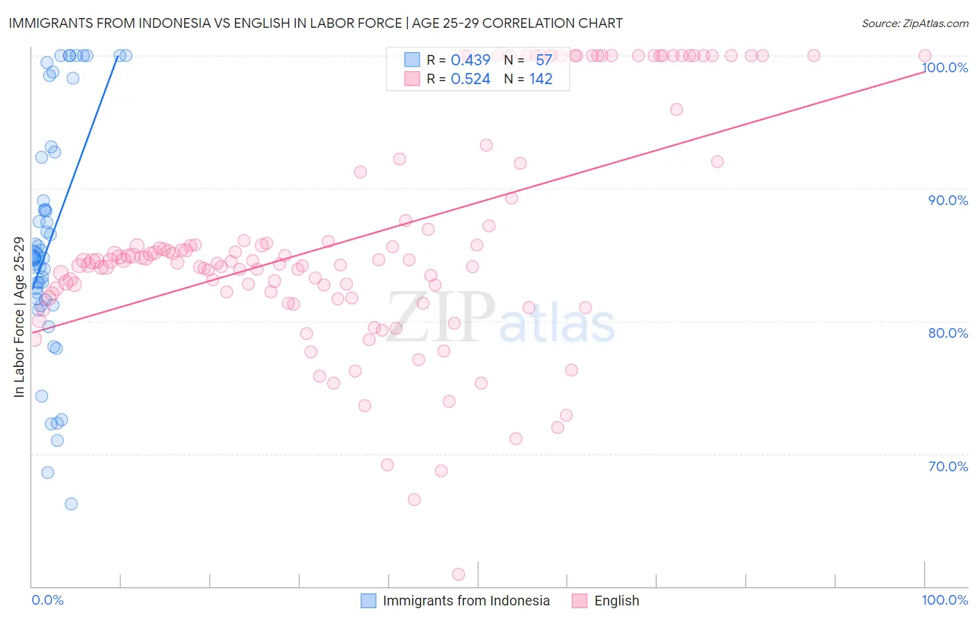 Immigrants from Indonesia vs English In Labor Force | Age 25-29