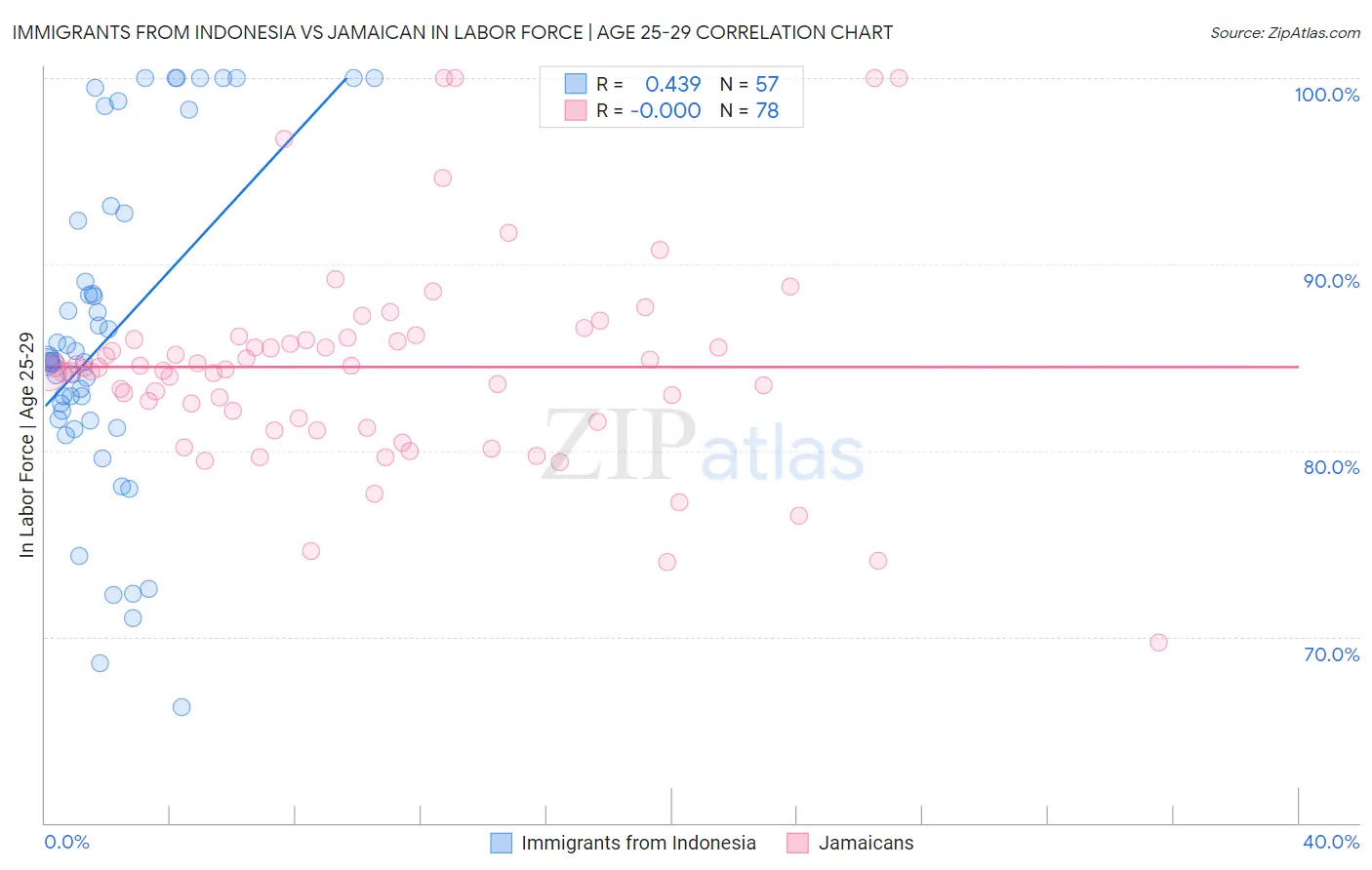 Immigrants from Indonesia vs Jamaican In Labor Force | Age 25-29