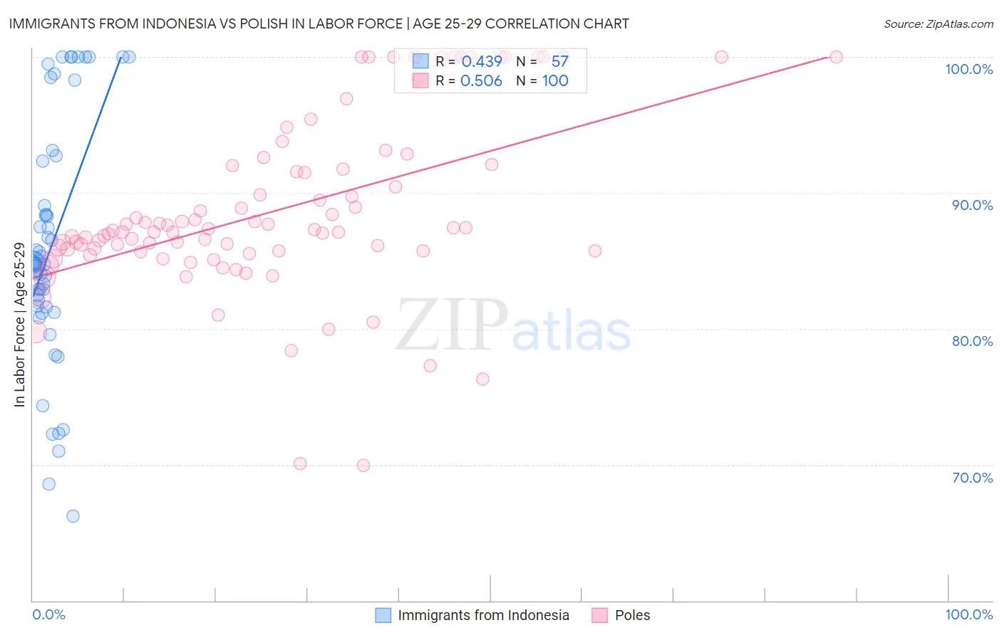 Immigrants from Indonesia vs Polish In Labor Force | Age 25-29