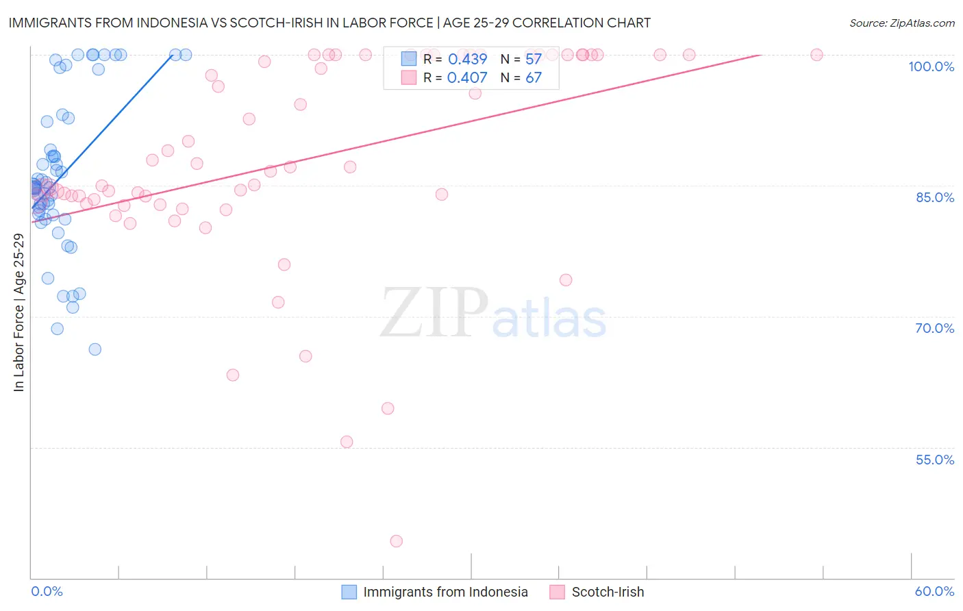 Immigrants from Indonesia vs Scotch-Irish In Labor Force | Age 25-29