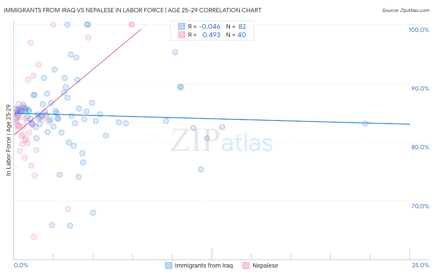 Immigrants from Iraq vs Nepalese In Labor Force | Age 25-29