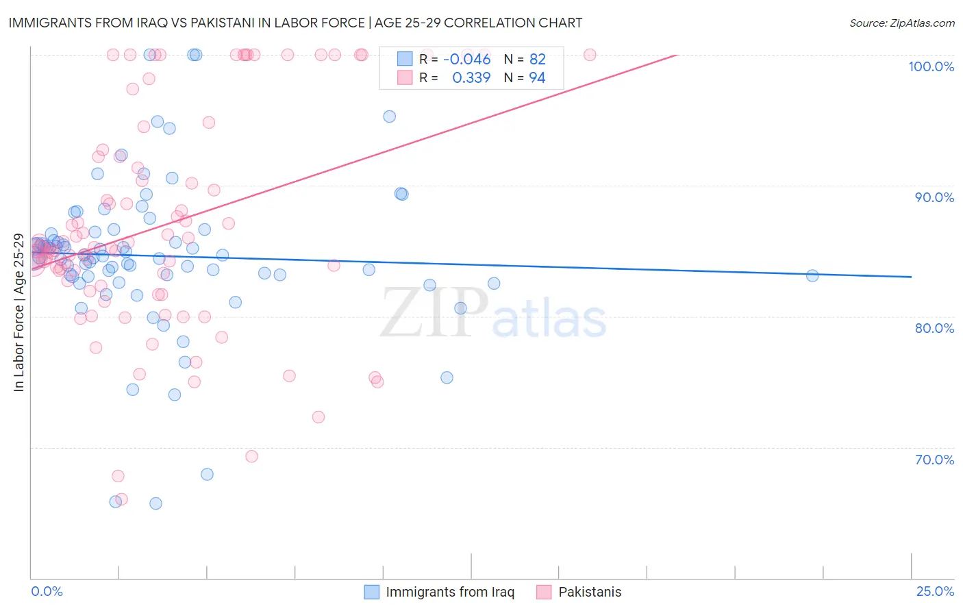 Immigrants from Iraq vs Pakistani In Labor Force | Age 25-29