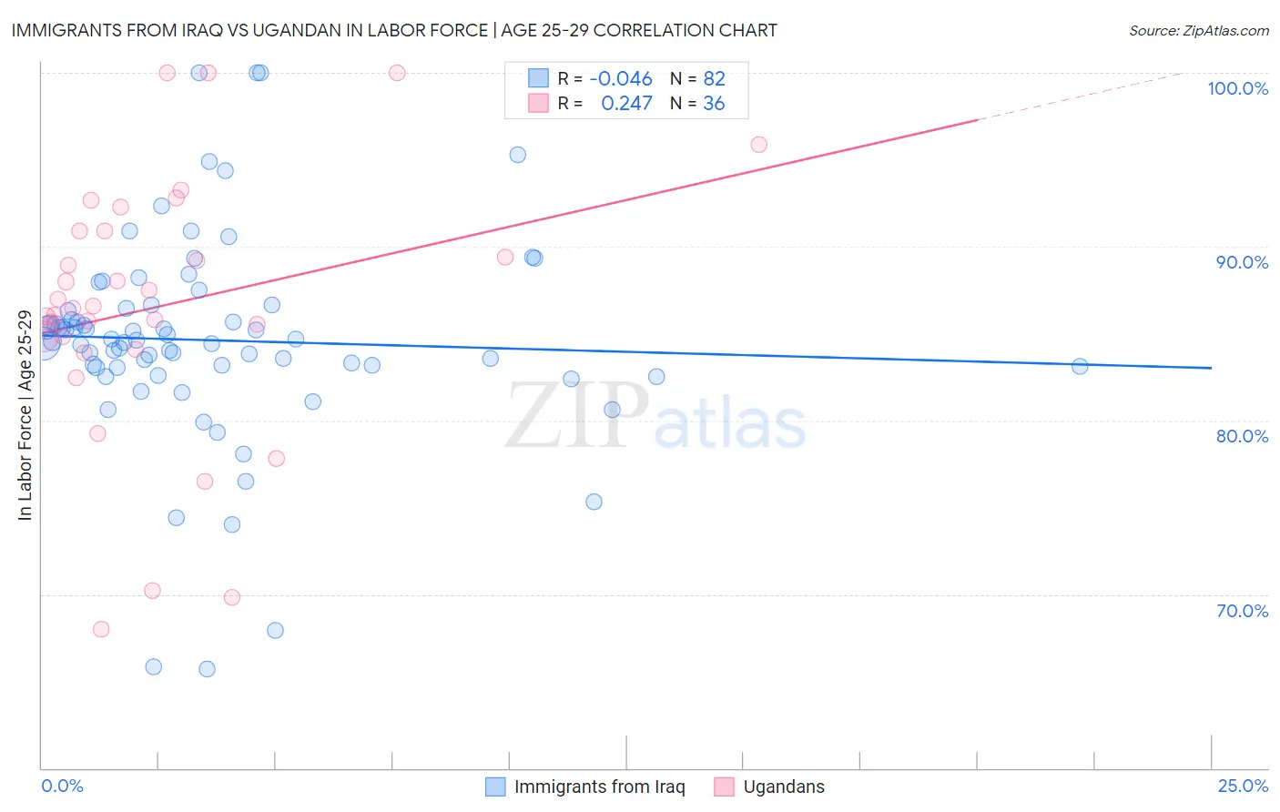 Immigrants from Iraq vs Ugandan In Labor Force | Age 25-29