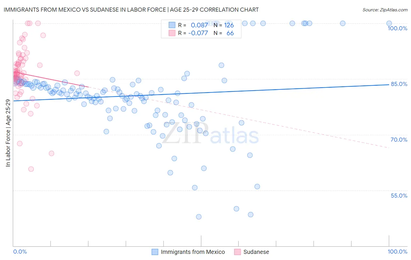 Immigrants from Mexico vs Sudanese In Labor Force | Age 25-29