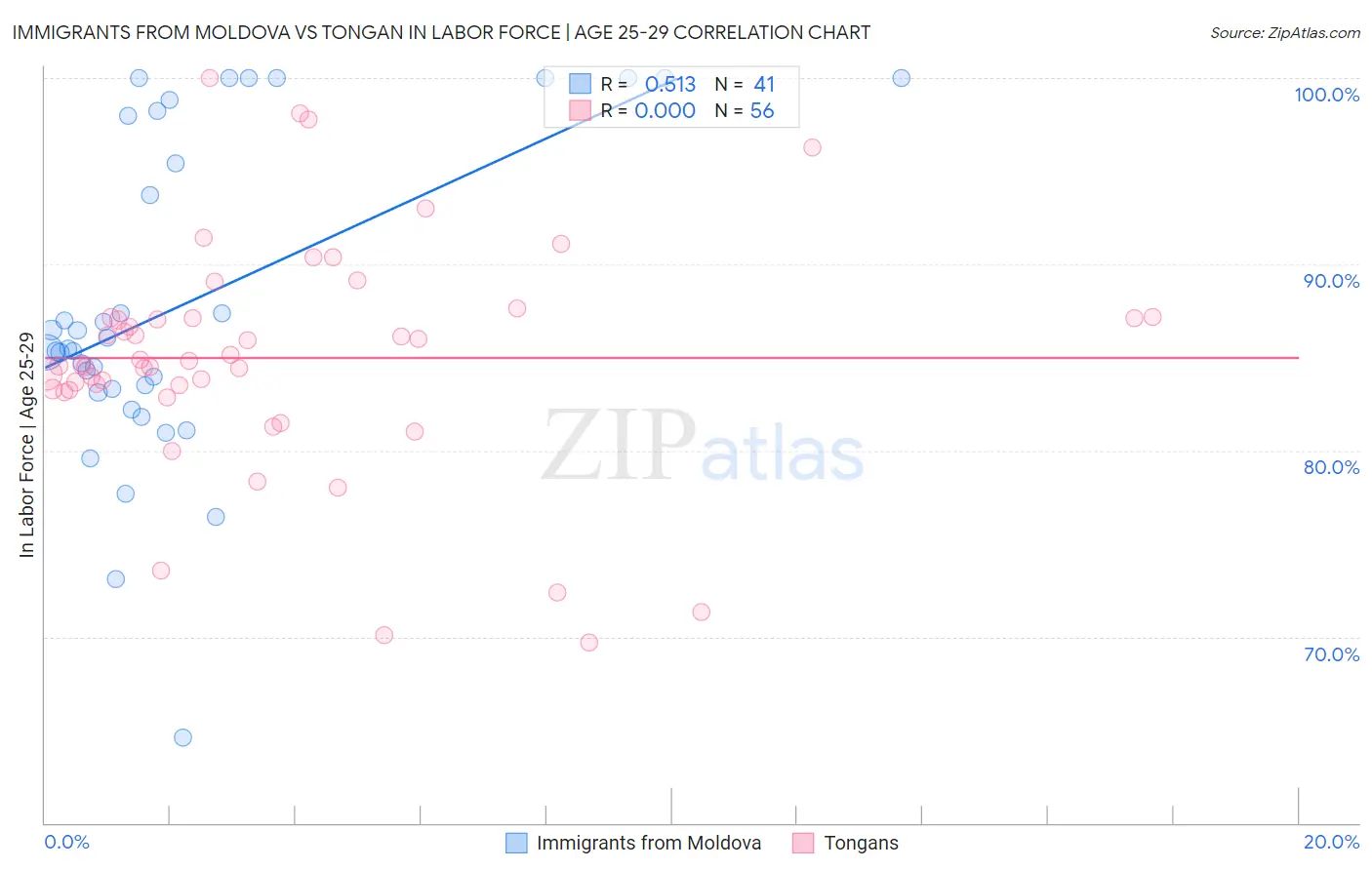 Immigrants from Moldova vs Tongan In Labor Force | Age 25-29