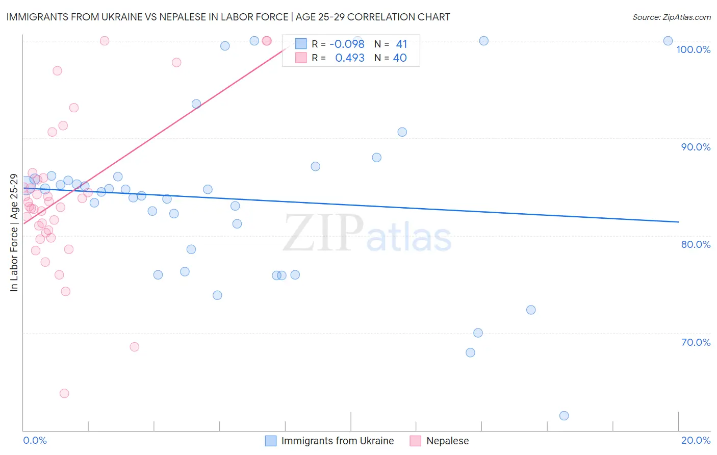 Immigrants from Ukraine vs Nepalese In Labor Force | Age 25-29