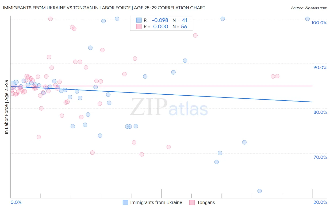 Immigrants from Ukraine vs Tongan In Labor Force | Age 25-29