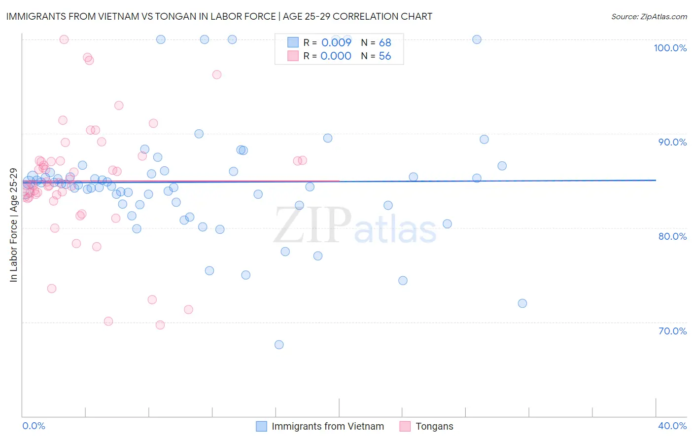 Immigrants from Vietnam vs Tongan In Labor Force | Age 25-29